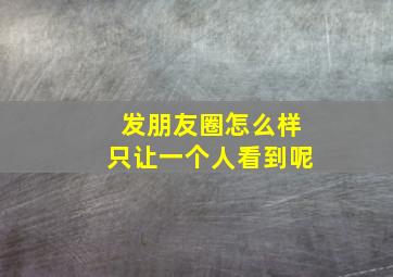 发朋友圈怎么样只让一个人看到呢