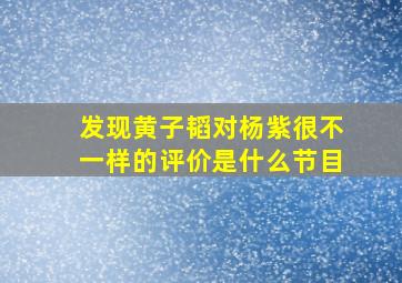 发现黄子韬对杨紫很不一样的评价是什么节目