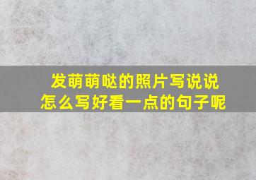 发萌萌哒的照片写说说怎么写好看一点的句子呢