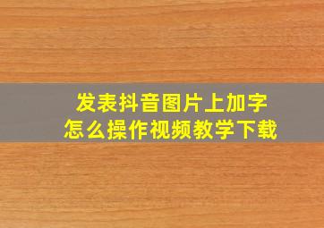 发表抖音图片上加字怎么操作视频教学下载