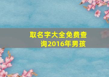 取名字大全免费查询2016年男孩