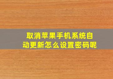 取消苹果手机系统自动更新怎么设置密码呢