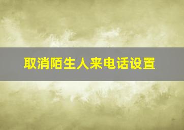 取消陌生人来电话设置