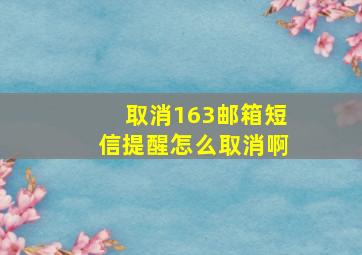 取消163邮箱短信提醒怎么取消啊