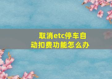 取消etc停车自动扣费功能怎么办