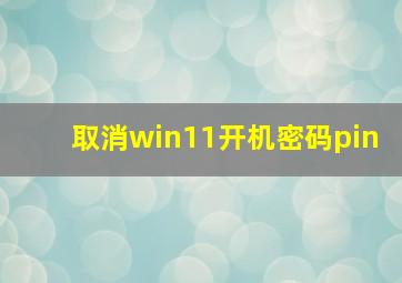 取消win11开机密码pin