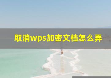 取消wps加密文档怎么弄