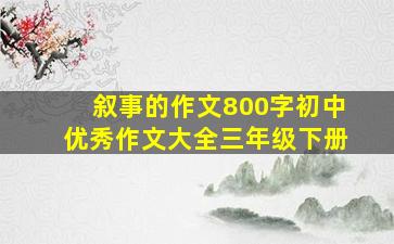 叙事的作文800字初中优秀作文大全三年级下册