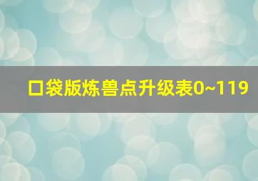 口袋版炼兽点升级表0~119