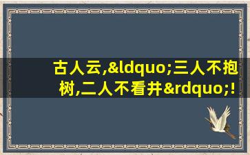 古人云,“三人不抱树,二人不看井”!