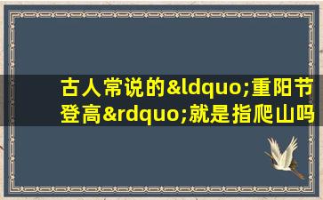 古人常说的“重阳节登高”就是指爬山吗并不是是的