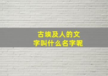 古埃及人的文字叫什么名字呢