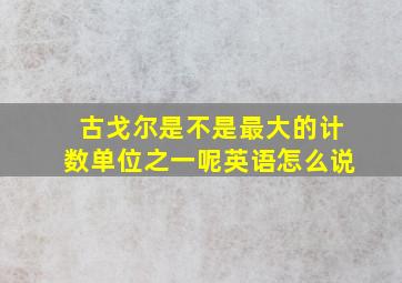 古戈尔是不是最大的计数单位之一呢英语怎么说