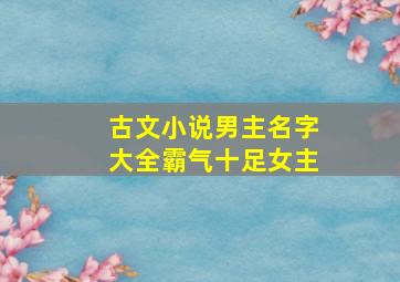 古文小说男主名字大全霸气十足女主