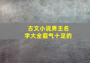 古文小说男主名字大全霸气十足的