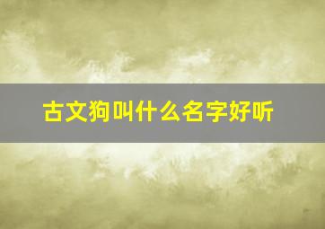 古文狗叫什么名字好听