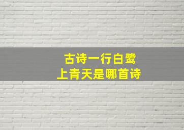 古诗一行白鹭上青天是哪首诗