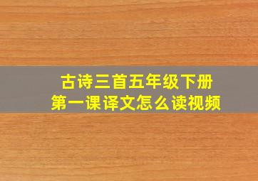 古诗三首五年级下册第一课译文怎么读视频