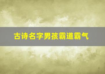 古诗名字男孩霸道霸气