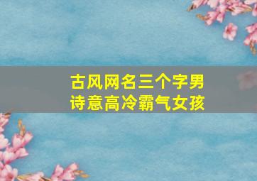 古风网名三个字男诗意高冷霸气女孩