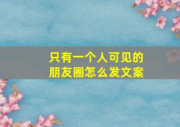 只有一个人可见的朋友圈怎么发文案