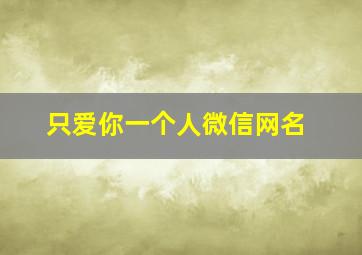 只爱你一个人微信网名