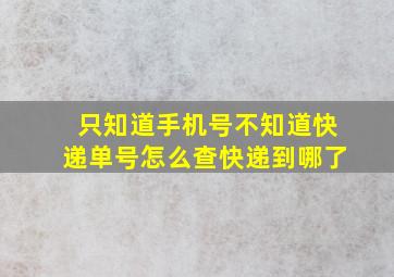 只知道手机号不知道快递单号怎么查快递到哪了