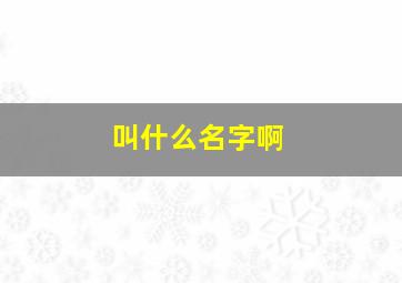 叫什么名字啊