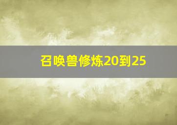 召唤兽修炼20到25