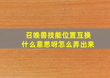 召唤兽技能位置互换什么意思呀怎么弄出来