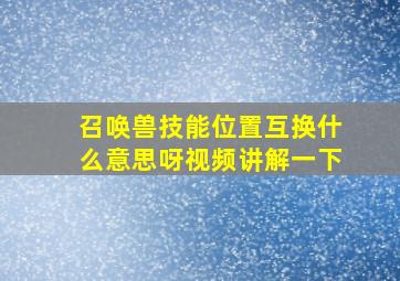 召唤兽技能位置互换什么意思呀视频讲解一下