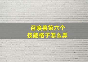 召唤兽第六个技能格子怎么弄