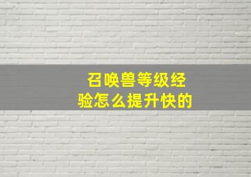 召唤兽等级经验怎么提升快的