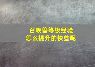 召唤兽等级经验怎么提升的快些呢