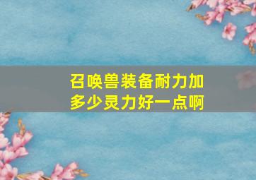 召唤兽装备耐力加多少灵力好一点啊