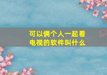 可以俩个人一起看电视的软件叫什么