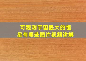 可观测宇宙最大的恒星有哪些图片视频讲解