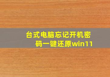 台式电脑忘记开机密码一键还原win11