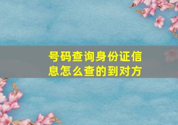 号码查询身份证信息怎么查的到对方