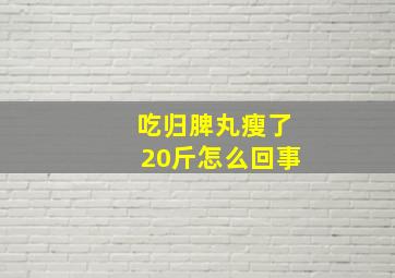 吃归脾丸瘦了20斤怎么回事