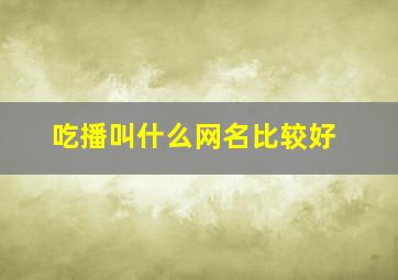 吃播叫什么网名比较好