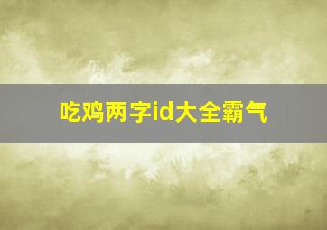 吃鸡两字id大全霸气