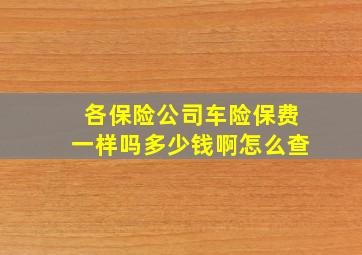 各保险公司车险保费一样吗多少钱啊怎么查