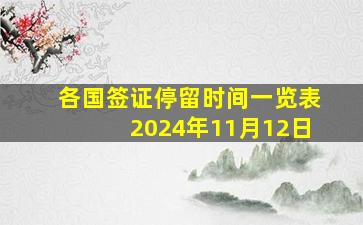 各国签证停留时间一览表2024年11月12日