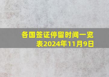 各国签证停留时间一览表2024年11月9日