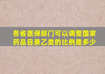 各省医保部门可以调整国家药品目录乙类的比例是多少