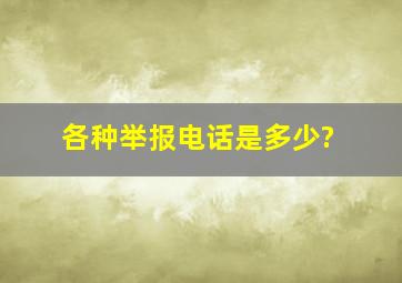 各种举报电话是多少?