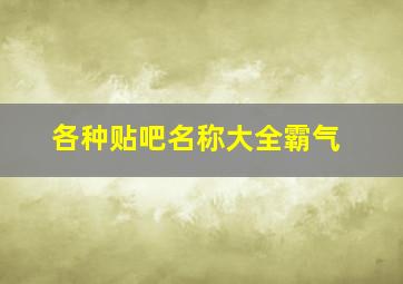 各种贴吧名称大全霸气