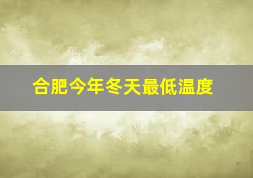 合肥今年冬天最低温度