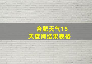 合肥天气15天查询结果表格